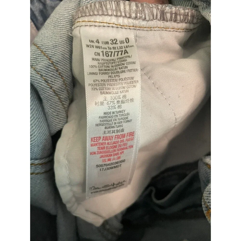 Miss Selfridge Light Wash High Rise Jeans Paperbag Waist Size 0 24x32 Mom Jeans - Picture 3 of 7